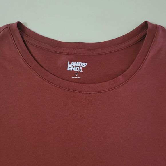 Lands' End Men's Super-T™ Rust Long Sleeve Crewneck T-Shirt - Picture 11 of 15